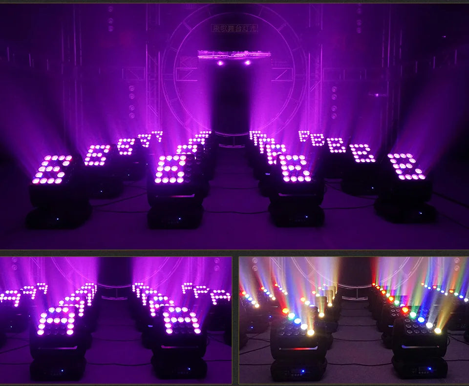 RGBW 4in1 Led Matrix Beam Moving Head Light 12w*25pcs RBG Moving Head Led Moving Head Wash Beam For Stage DJ Party Lights