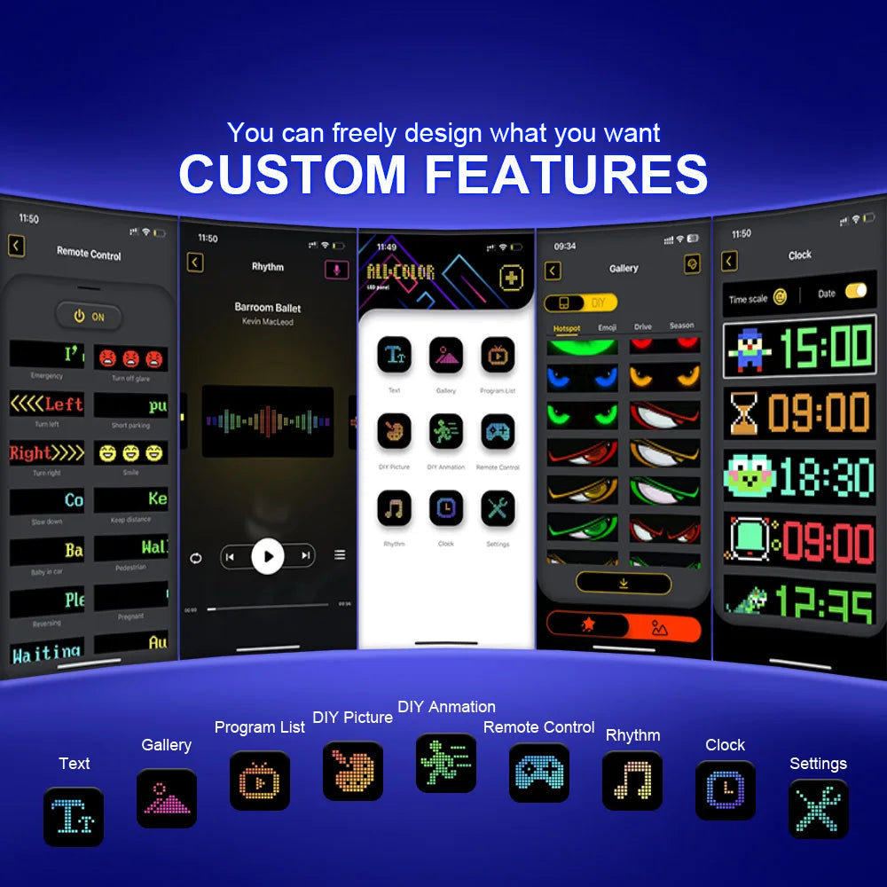 LED Matrix Pixel Panel Scrolling Bright Advertising LED Signs Flexible RGB Car Pattern Graffiti Scrolling Text Animation USB 5V