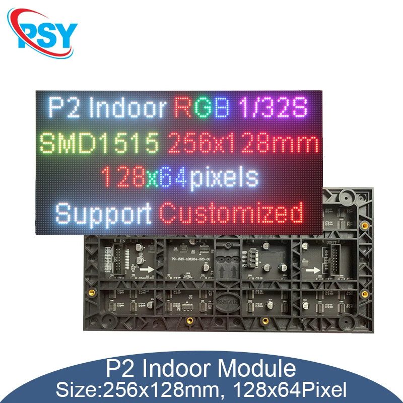Led P2 Module indoor matrix panel 256x128mm 128x64 pixels SMD1515Light RGB full color display screen video wall pantalla 32 Scan