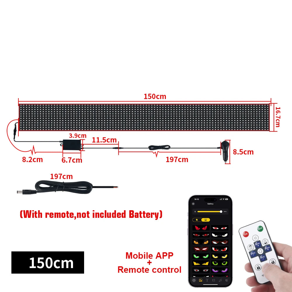 LED DIY Matrix Pixel Panel Led Display APP Control Truck Custom Text Pattern Lighting Flexible Screen Music Mode Devil Eye Light
