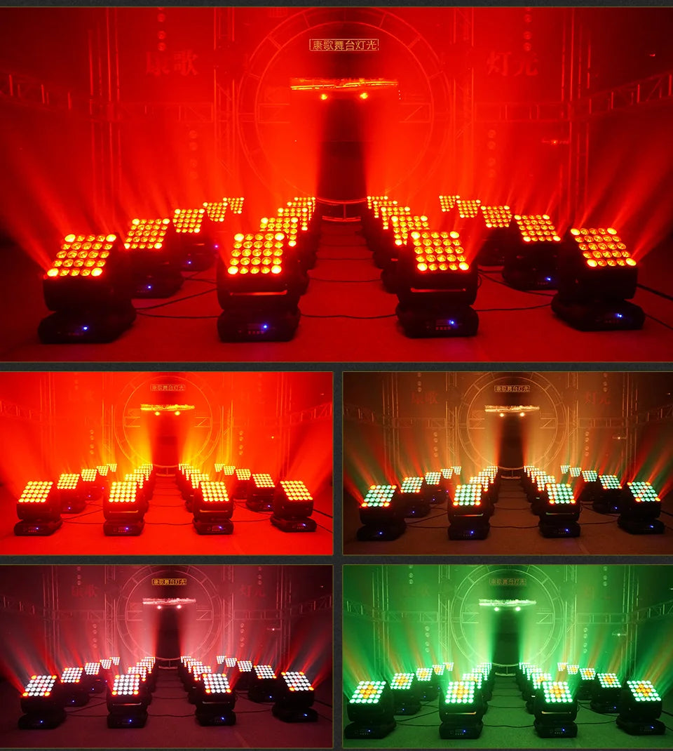 RGBW 4in1 Led Matrix Beam Moving Head Light 12w*25pcs RBG Moving Head Led Moving Head Wash Beam For Stage DJ Party Lights