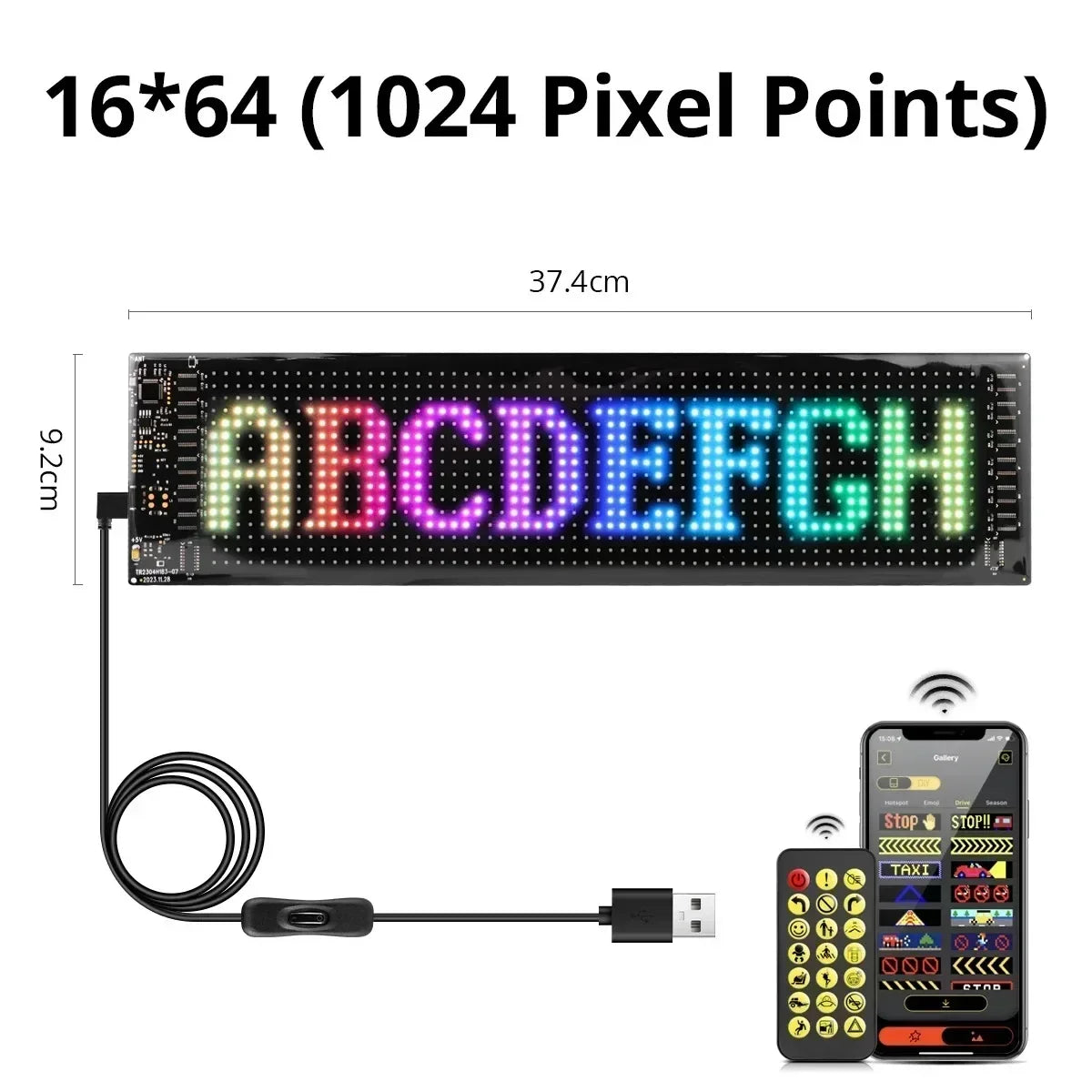 LED Matrix Pixel Screen App Bluetooth Control Flexible Display Screen DIY Programmable USB Plug-in Car Stores Hotels Bars Party