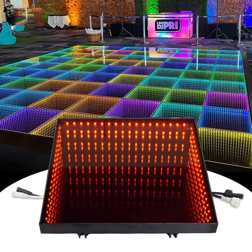 0.5x0.5m Stage LED Dance Floor Light 3d Mirror Abyss Tempered Glass LED Dancing Floor Tiles for DJ Disco Club Wedding Party