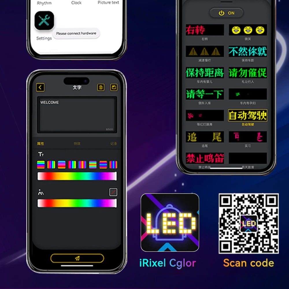 LED RGB Matrix Panel Rolling Advertisement LED Sign USB 5V with Remote Programmable logo light for Car Shops Offices Restaurants
