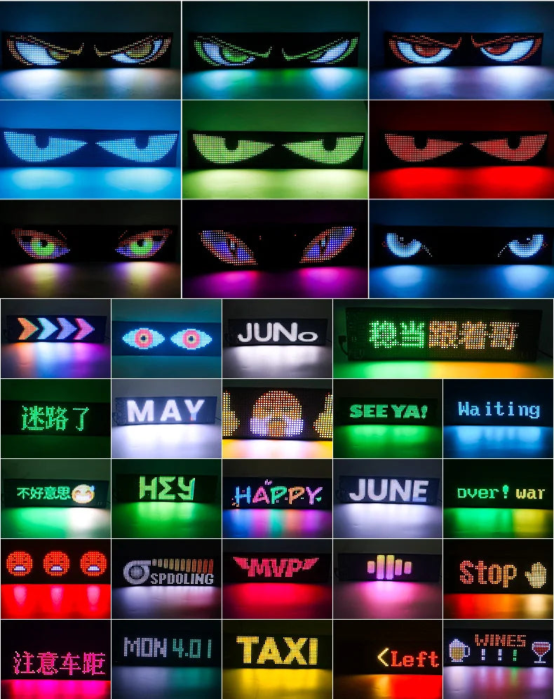 LED Matrix Pixel Panel Scrolling Bright Advertising LED Signs Flexible RGB Car Pattern Graffiti Scrolling Text Animation USB 5V