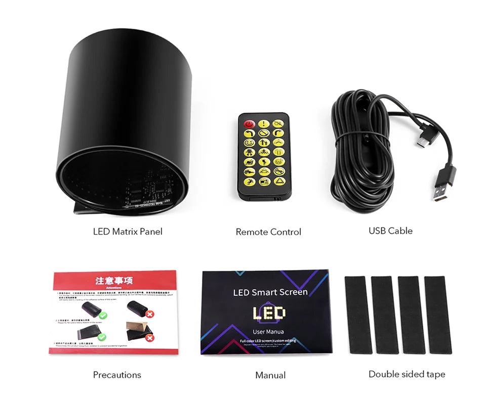 LED Matrix Pixel Panel Advertising Light Flexible RGB Pattern Scrolling Display Car Shop Reminder Light Festival Surprise Tool