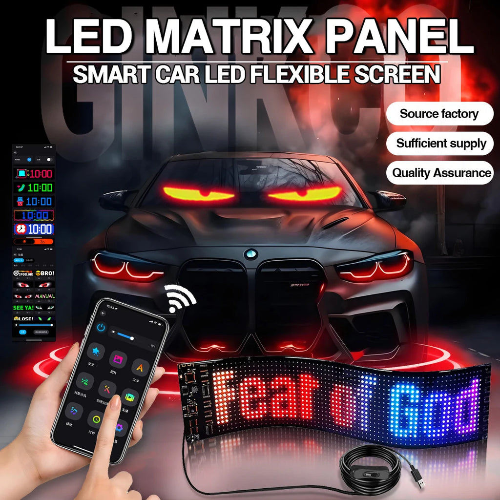 LED Matrix Panel Rolling Advertisement LED Sign with AI APP Remote Programmable Logo Light for Car Shops Offices Restaurants