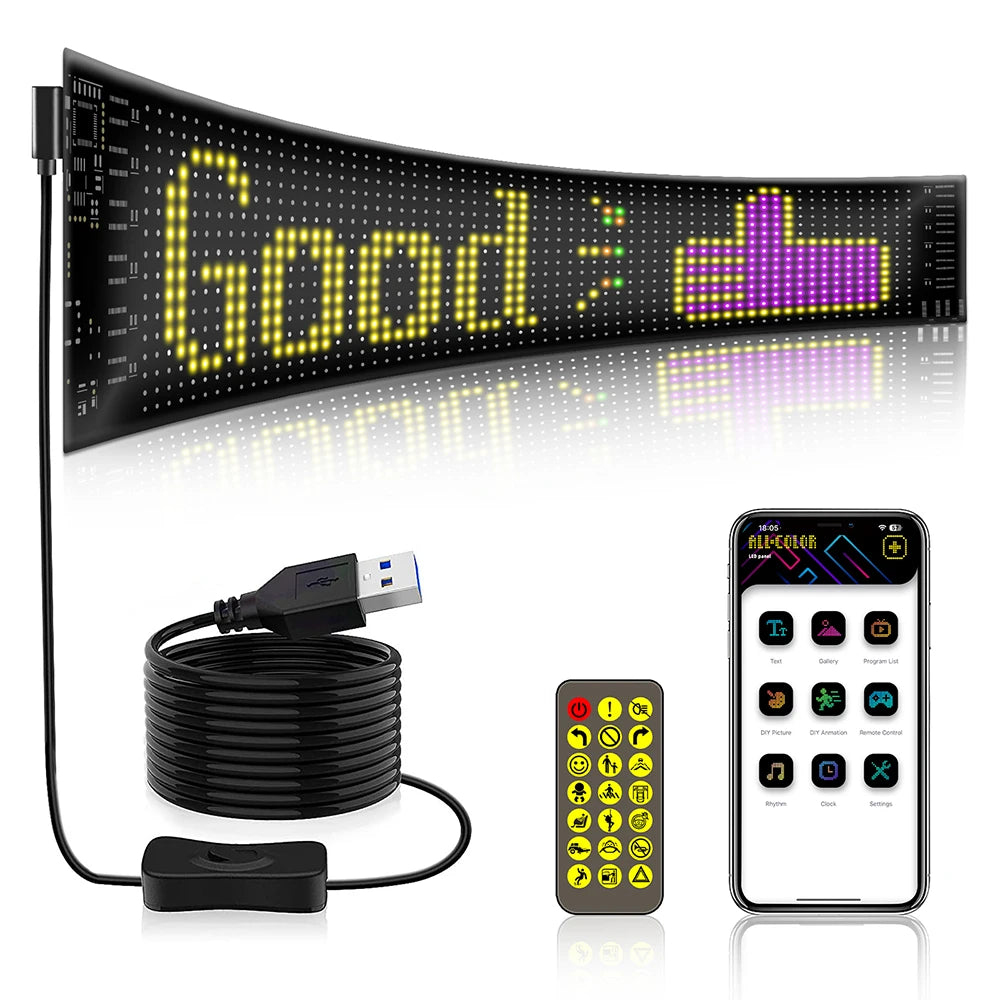 NEW Car Led Matrix Pixel Panel Multilingual USB 5V P65 Waterproof App Programmable Flexible Screen Display for Truck Devil's Eye