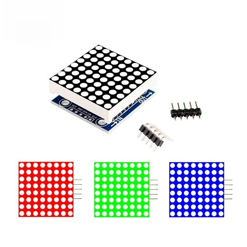 LED Display 4 in 1 MAX7219 Dot Matrix Module 8*8 Common Cathode 5V with DuPont Wires Cable Red/Green for Electronic DIY Projects