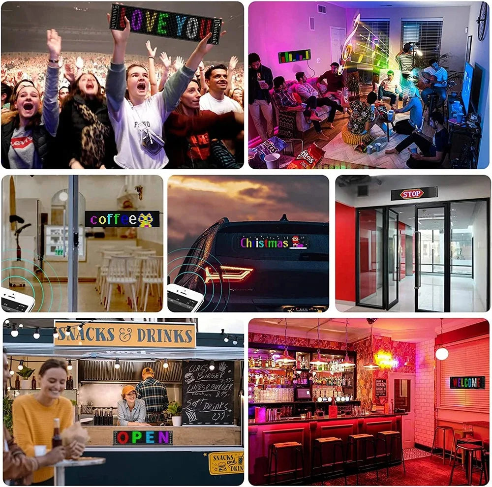 LED Matrix Pixel Panel Light Flexible Programmable Demon Eyes LED Car Sign Bluetooth App Control Scrolling Advertising LED Signs