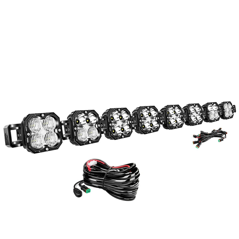 Auxtings 52 Inch 240W Linkable LED Light Bar, Cube Pod Lights, Flood/Spot/Combo Beam, 5500K Amber/White Offroad Driving