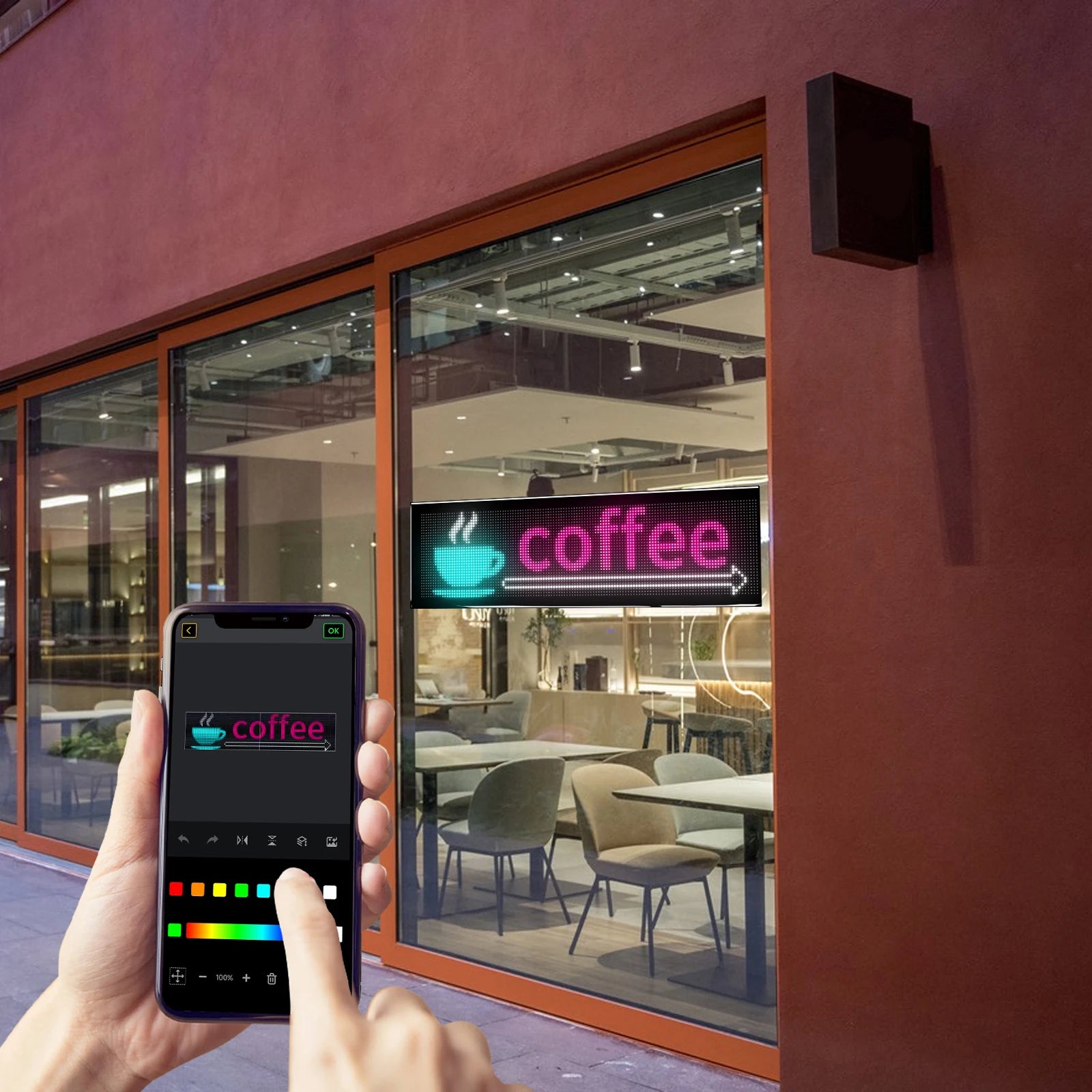 Programmable LED Matrix Panel Light Flexible Screen Display Animation Message Scrolling Car Sign APP Control For Shop Bar Party