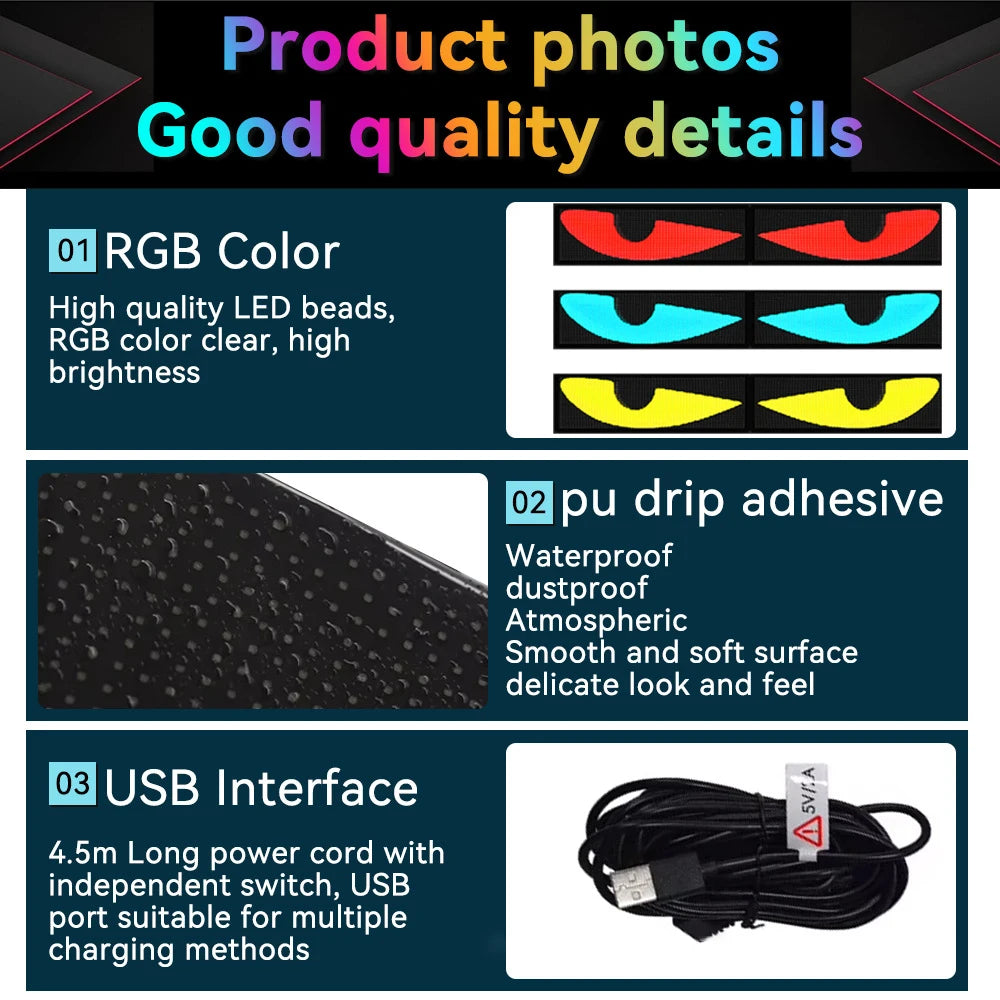 LED RGB Matrix Panel Rolling Advertisement LED Sign USB 5V with Remote Programmable logo light for Car Shops Offices Restaurants