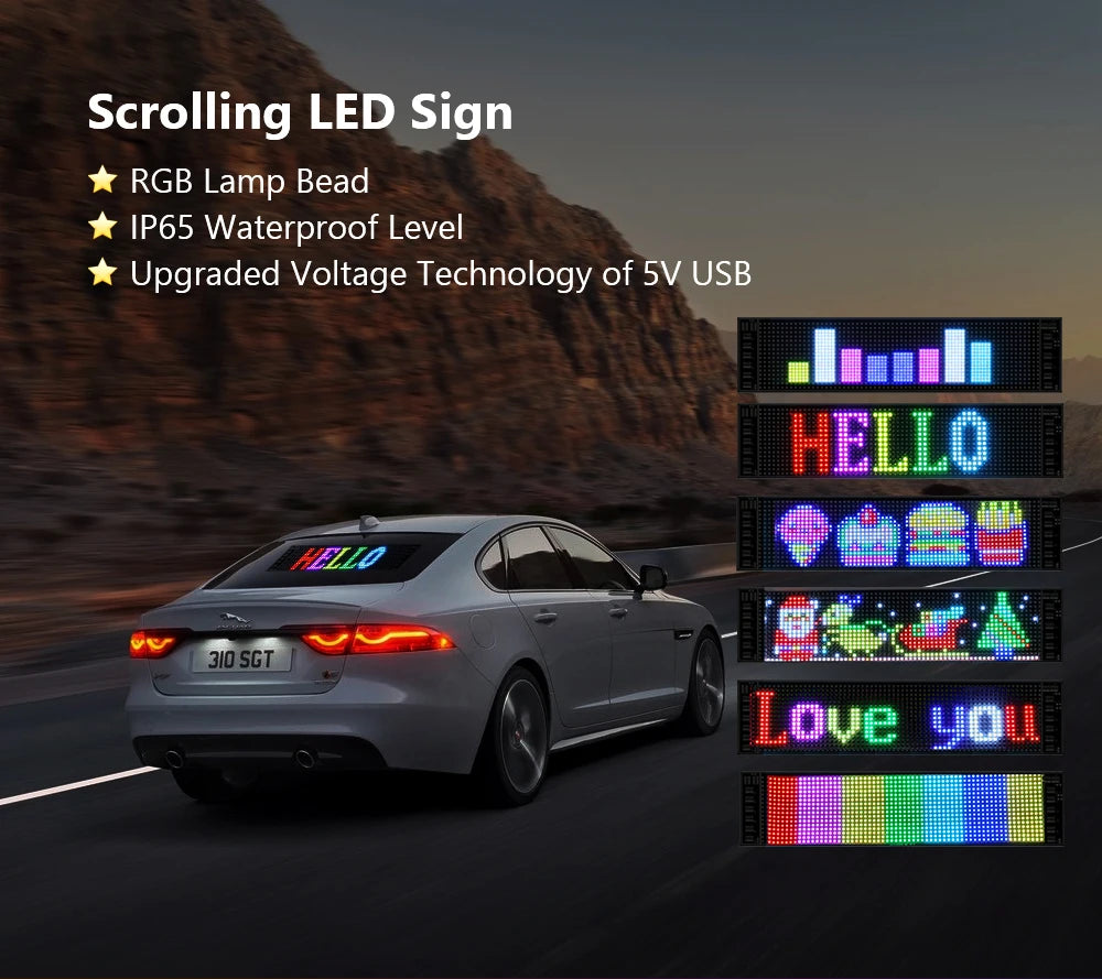 LED DIY Matrix Pixel Panel Led Display Truck Eye Car Sign Animation Bluetooth App Control Programmable Flexible Screen