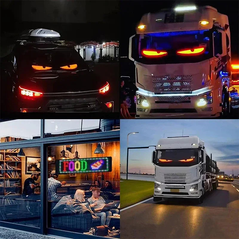2025 New LED Matrix Pixel Panel Demon Eyes LED Display DIY Programmable Flexible for Car Accessories With Keychain Gift