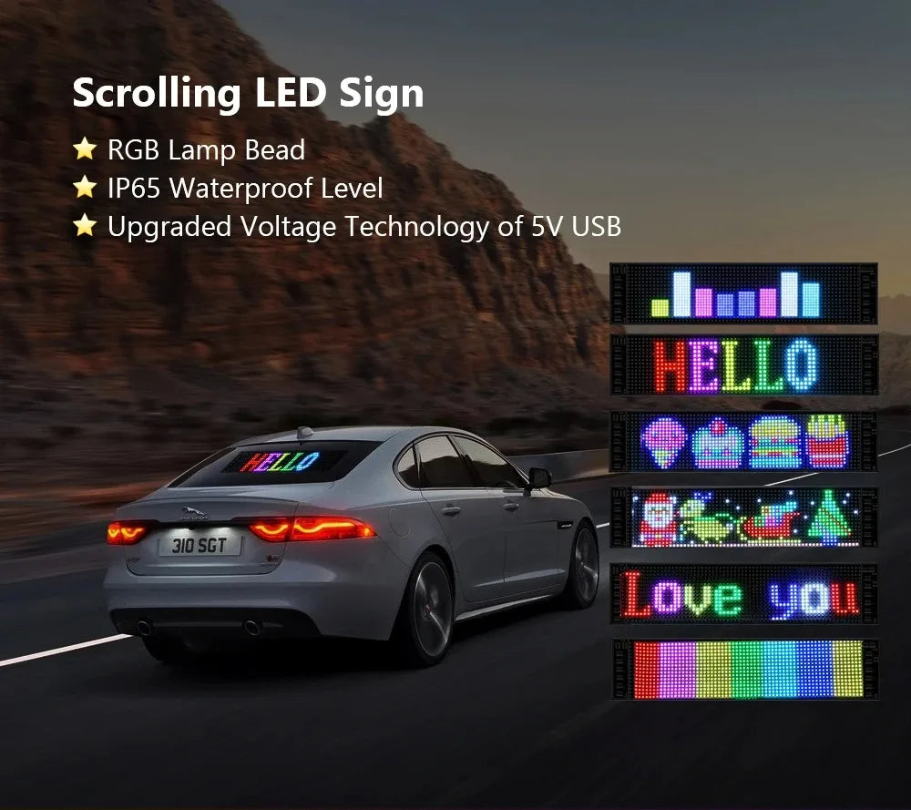 LED Matrix Pixel Panel Light Flexible Programmable Demon Eyes LED Car Sign Bluetooth App Control Scrolling Advertising LED Signs