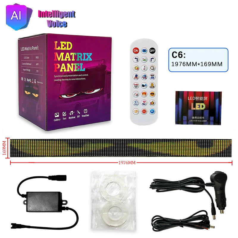 LED Matrix Panel AI Voice Function Devil's Eye Flexible Screen App Control DIY Programmable Lighting for Car Decor Accessories