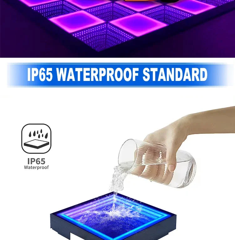 0.5x0.5m Stage LED Dance Floor Light 3d Mirror Abyss Tempered Glass LED Dancing Floor Tiles for DJ Disco Club Wedding Party