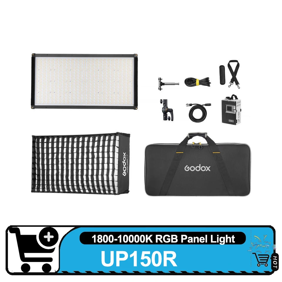 Godox LiteWafer UP150R RGB 1800-10000K LED Light Panel CRI 97 TLCI 98 Quick-Release Mounting System 14 Lighting Effects