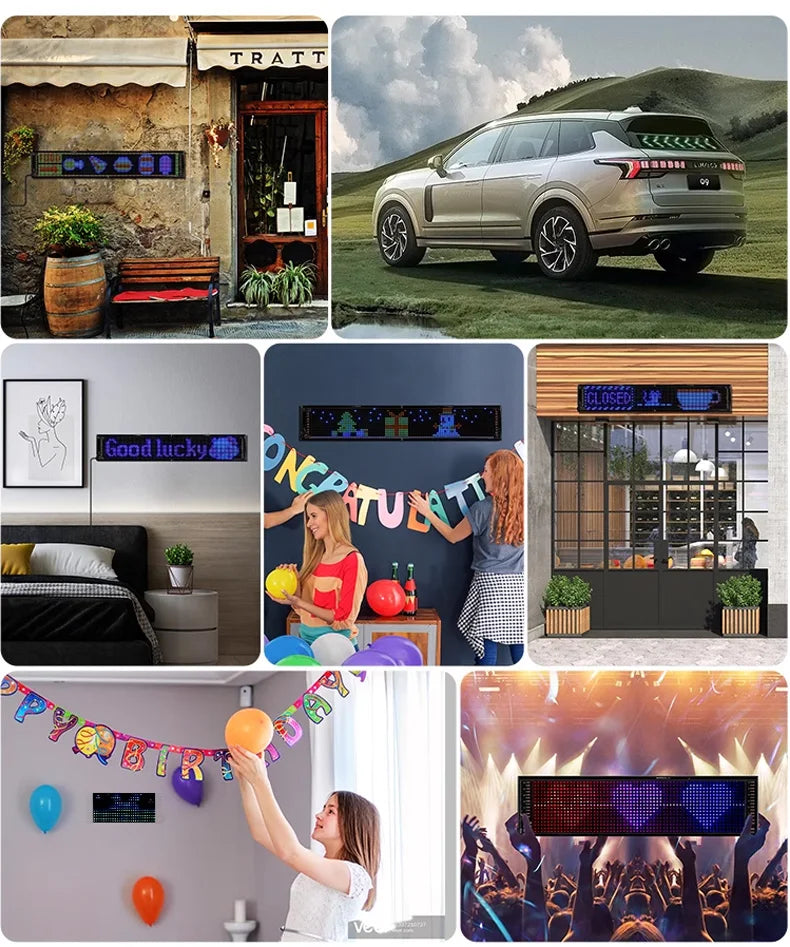 LED Matrix Pixel Panel Scrolling Bright Advertising LED Signs Flexible RGB Car Pattern Graffiti Scrolling Text Animation USB 5V