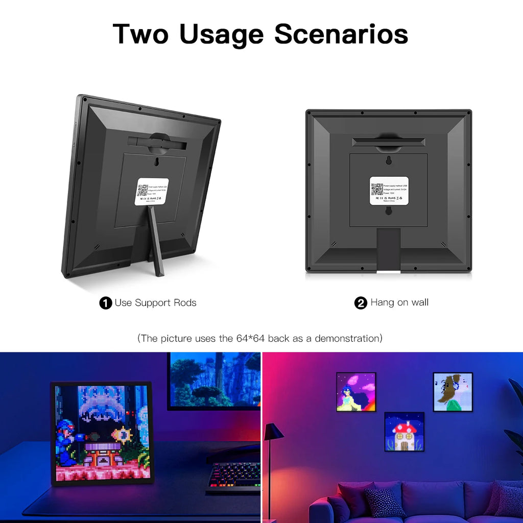 LED RGB Matrix Panel Smart Picture Frame Advertising Light Sign Digital Display Matrix Pixel Screen Bluetooth APP Animation Fun