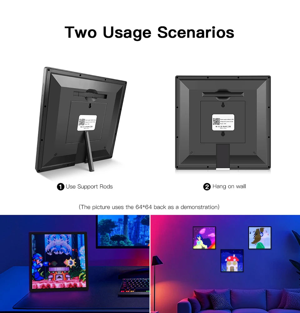 LED RGB Matrix Panel Smart Picture Frame Advertising Light Sign Digital Display Matrix Pixel Screen Bluetooth APP Animation Fun