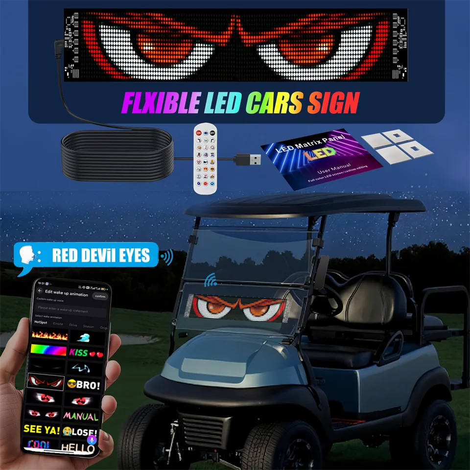 LED Matrix Panel Rolling Advertisement LED Sign with AI APP Remote Programmable Logo Light for Car Shops Offices Restaurants