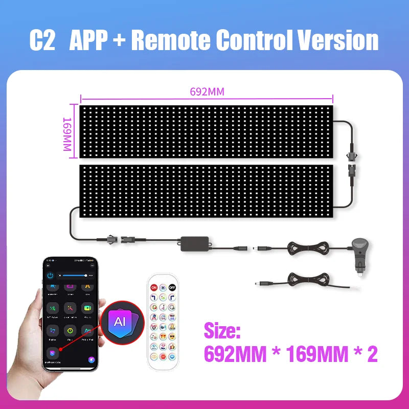 LED Matrix Pixel Panel Light Bluetooth App 12V 24V Control Scrolling Advertising LED Car Sign Animation Programmable For Car Sho
