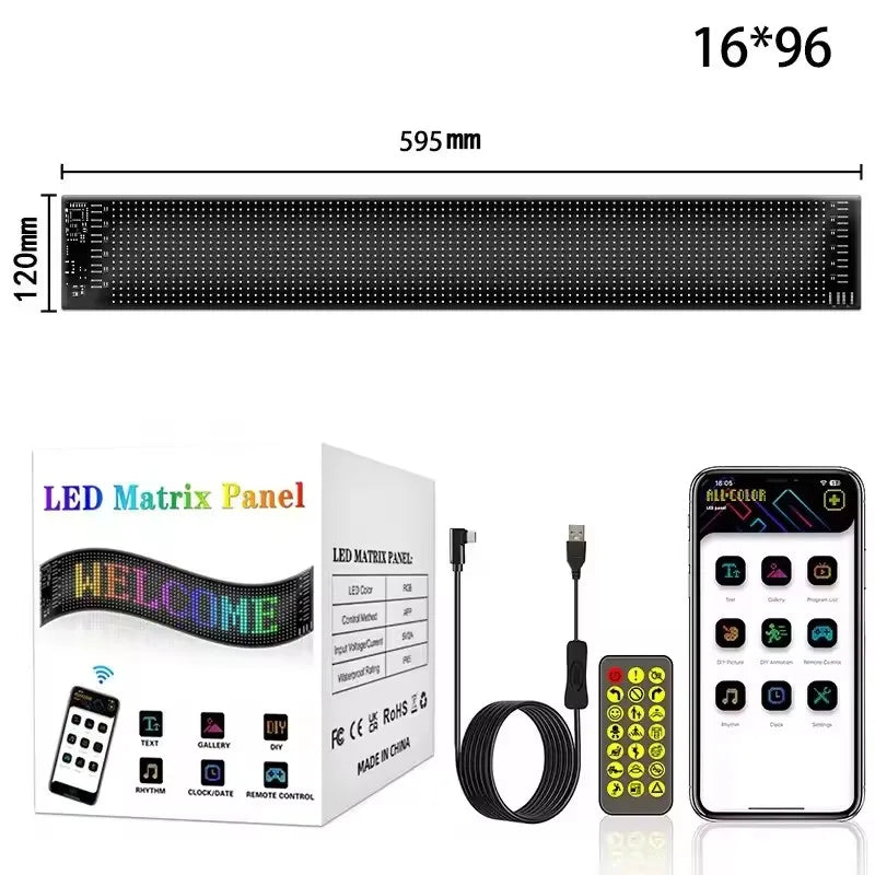 LED Matrix Pixel Panel Light Flexible Programmable Demon Eyes LED Car Sign Bluetooth App Control Scrolling Advertising LED Signs