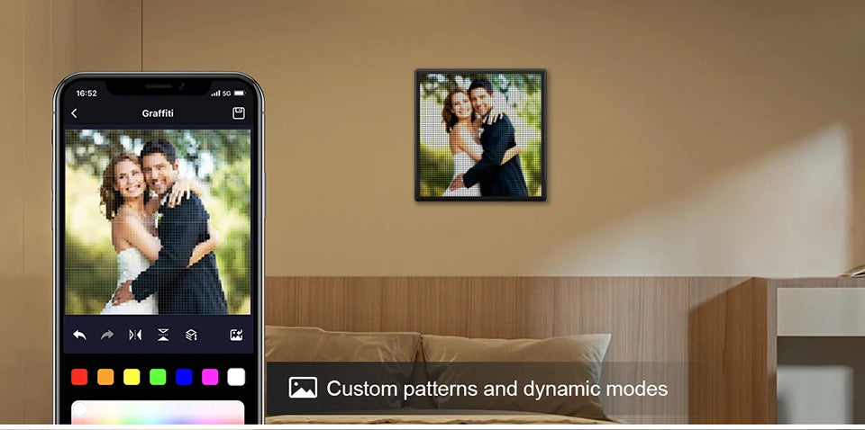 LED RGB Matrix Panel Smart Picture Frame Advertising Light Sign Digital Display Matrix Pixel Screen Bluetooth APP Animation Fun