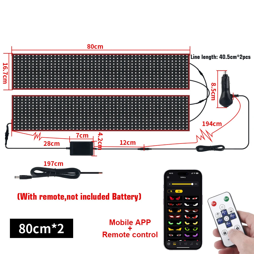LED DIY Matrix Pixel Panel Led Display APP Control Truck Custom Text Pattern Lighting Flexible Screen Music Mode Devil Eye Light