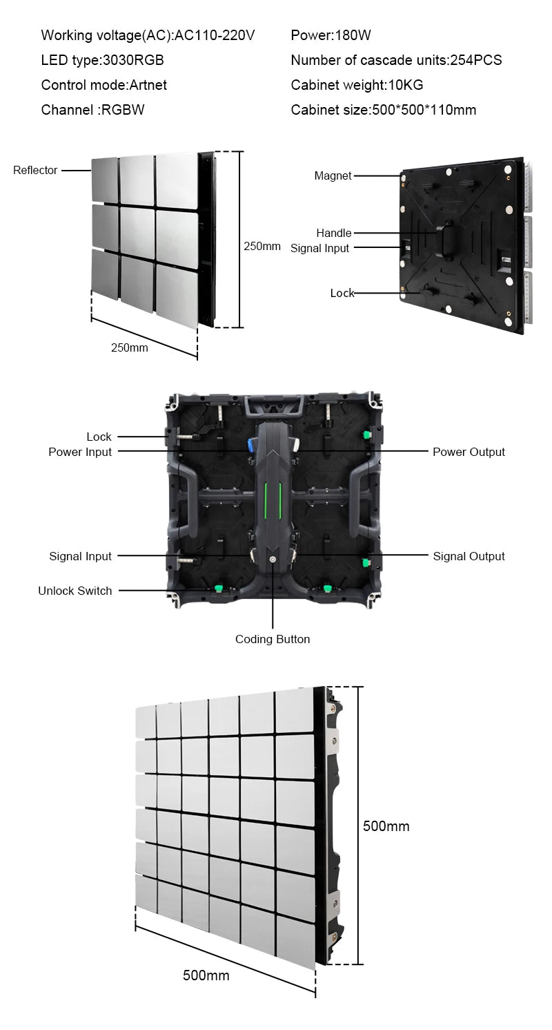 Mechanical Matrix Led Wall Interactive RGB Screen Scalelike Led Display Stage Light for Show/ Art Exhibition
