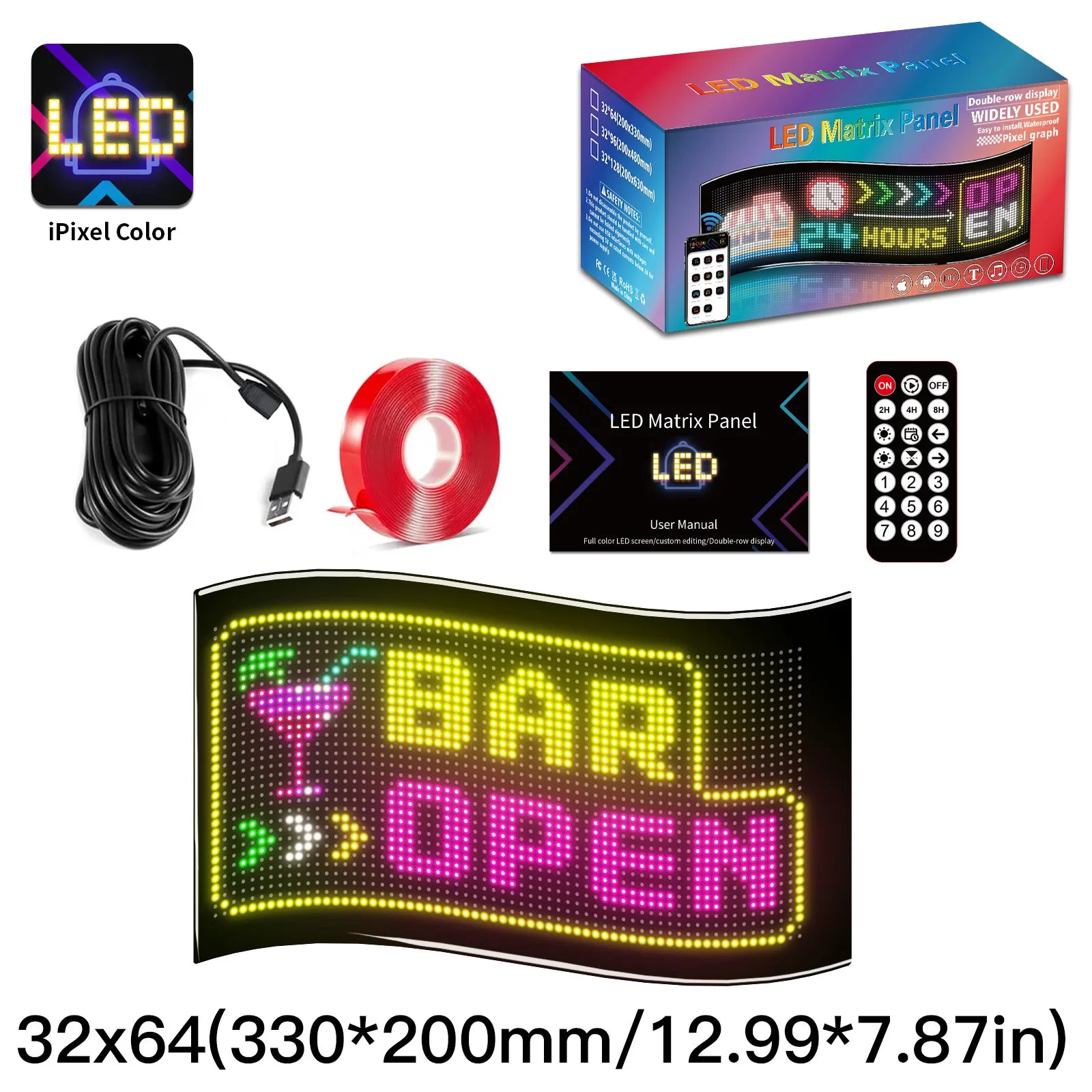 Programmable LED Matrix Panel Light Flexible Screen Display Animation Message Scrolling Car Sign APP Control For Shop Bar Party