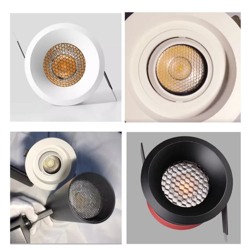 LED Soft Light Shade Hood Downlight Spotlight Round Honeycomb Mesh Cover Black Anti-glare Anti-dazzling Aluminum 23 - 110 MM