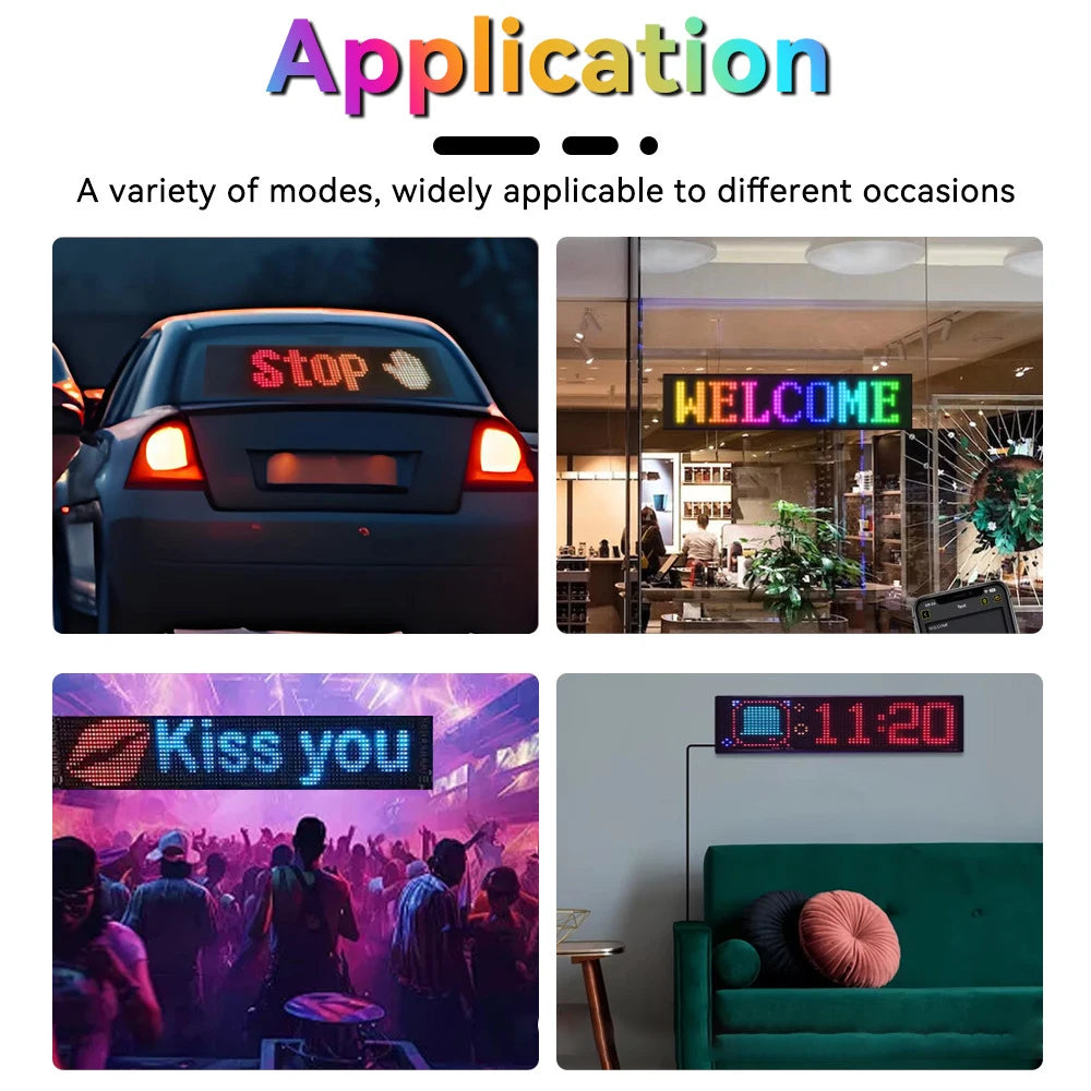 LED RGB Matrix Panel Rolling Advertisement LED Sign USB 5V with Remote Programmable logo light for Car Shops Offices Restaurants