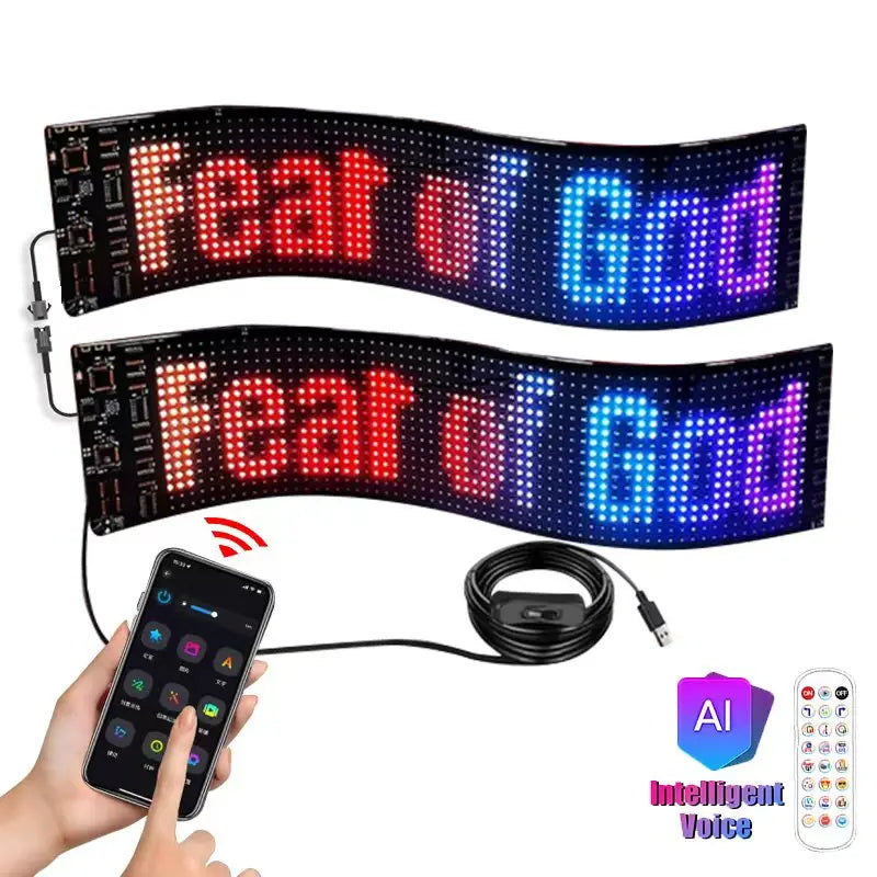 LED Matrix Panel AI Voice Function Devil's Eye Flexible Screen App Control DIY Programmable Lighting for Car Decor Accessories