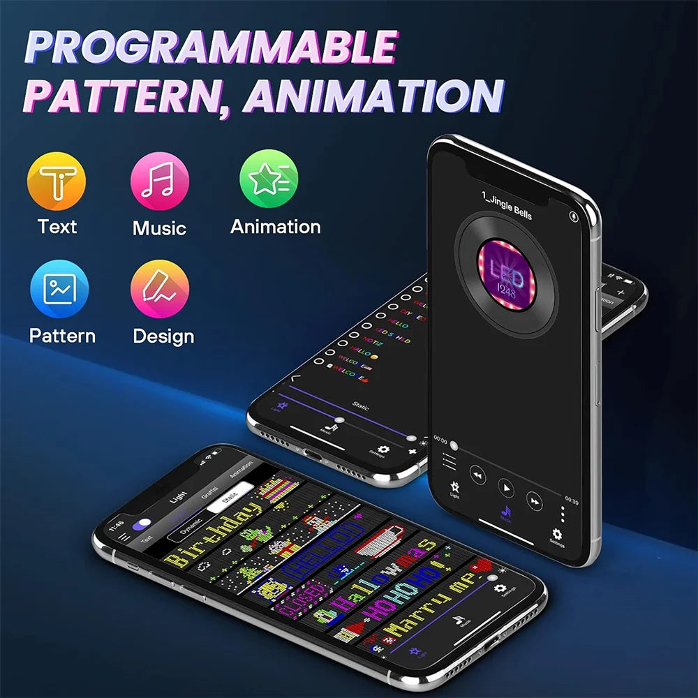LED DIY Matrix Pixel Panel Led Display Truck Eye Car Sign Animation Bluetooth App Control Programmable Flexible Screen
