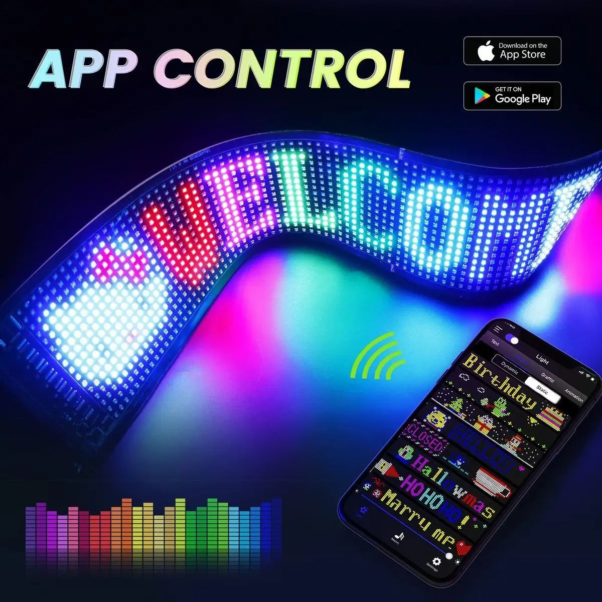 LED Matrix Pixel Panel Light Flexible Programmable Demon Eyes LED Car Sign Bluetooth App Control Scrolling Advertising LED Signs