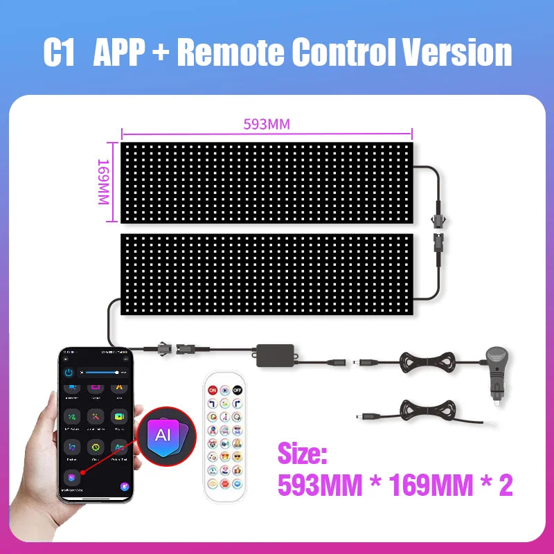 LED Matrix Pixel Panel Light Bluetooth App 12V 24V Control Scrolling Advertising LED Car Sign Animation Programmable For Car Sho