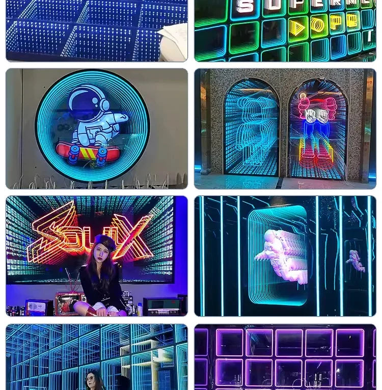 0.5x0.5m Stage LED Dance Floor Light 3d Mirror Abyss Tempered Glass LED Dancing Floor Tiles for DJ Disco Club Wedding Party