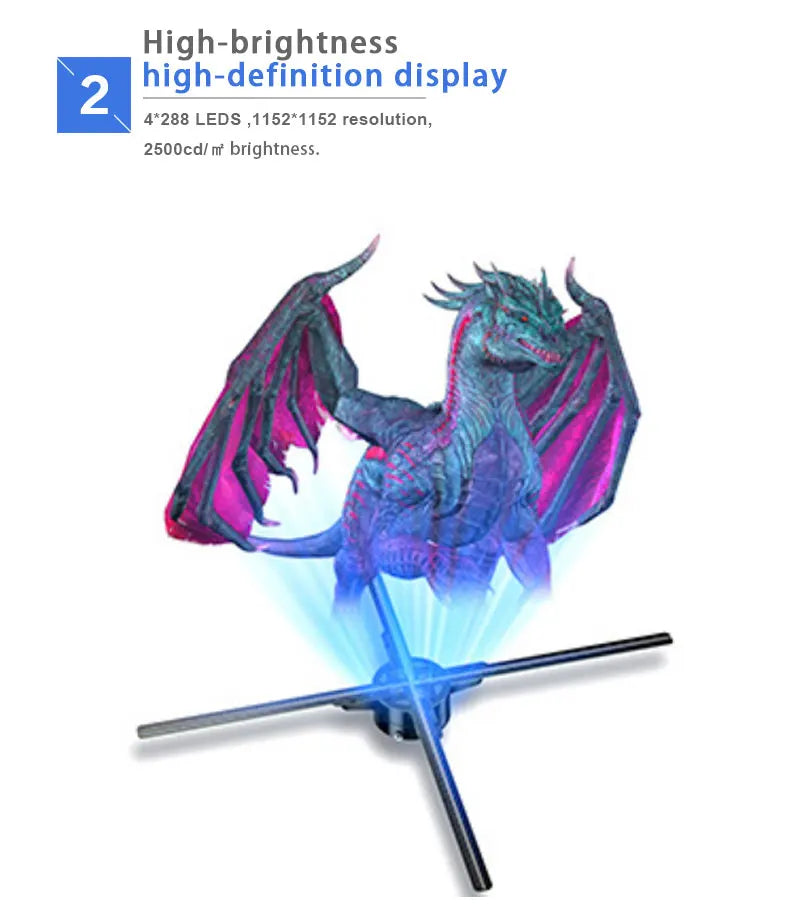 High Resolution 1080p Indoor Wall Mounted LED Fan 3D 3D Holographic Display Projector For Advertising ODM Supply