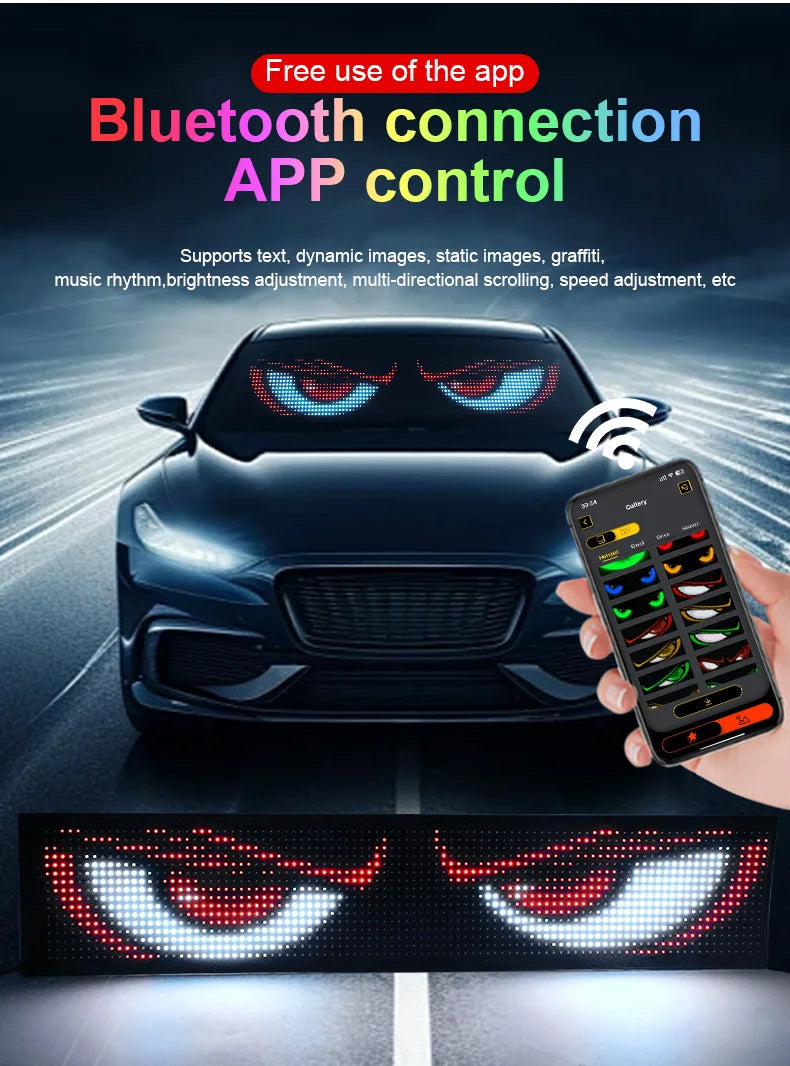 LED Matrix Pixel Panel Scrolling Bright Advertising LED Signs Flexible RGB Car Pattern Graffiti Scrolling Text Animation USB 5V