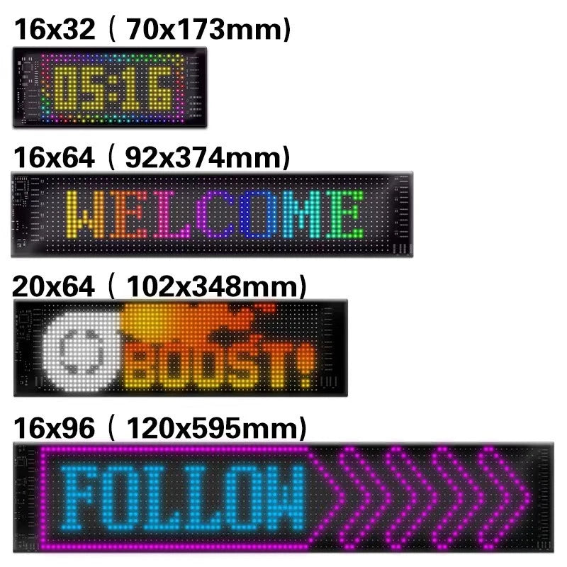 LED Matrix Pixel Panel Scrolling Bright Advertising LED Signs Flexible RGB Car Pattern Graffiti Scrolling Text Animation USB 5V
