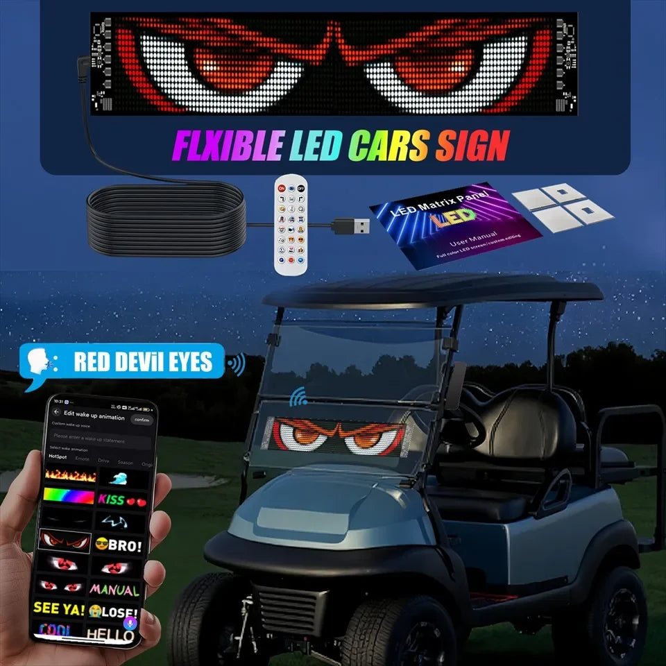 LED Matrix Panel AI Voice Function Devil's Eye Flexible Screen App Control DIY Programmable Lighting for Car Decor Accessories
