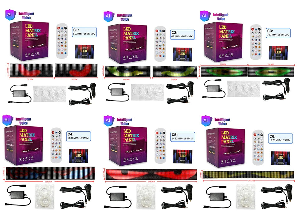 LED Matrix Panel AI Voice Function Devil's Eye Flexible Screen App Control DIY Programmable Lighting for Car Decor Accessories
