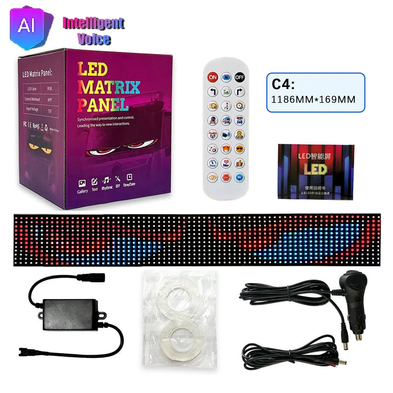 LED Matrix Pixel Panel Light Bluetooth App 12V 24V Control Scrolling Advertising LED Car Sign Animation Programmable For Car Sho