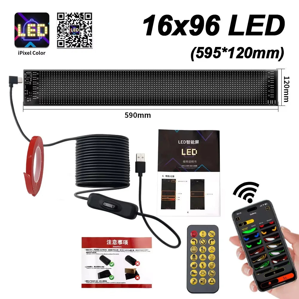 LED DIY Matrix Pixel Panel Led Display Truck Eye Car Sign Animation Bluetooth App Control Programmable Flexible Screen