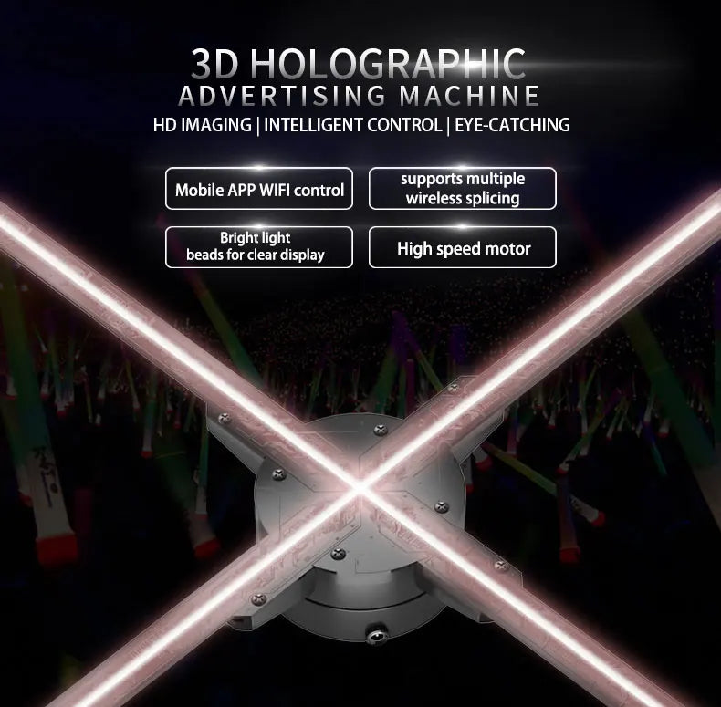 High Resolution 1080p Indoor Wall Mounted LED Fan 3D 3D Holographic Display Projector For Advertising ODM Supply