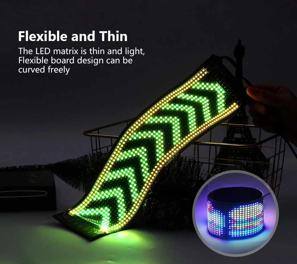 LED DIY Matrix Pixel Panel Led Display Truck Eye Car Sign Animation Bluetooth App Control Programmable Flexible Screen