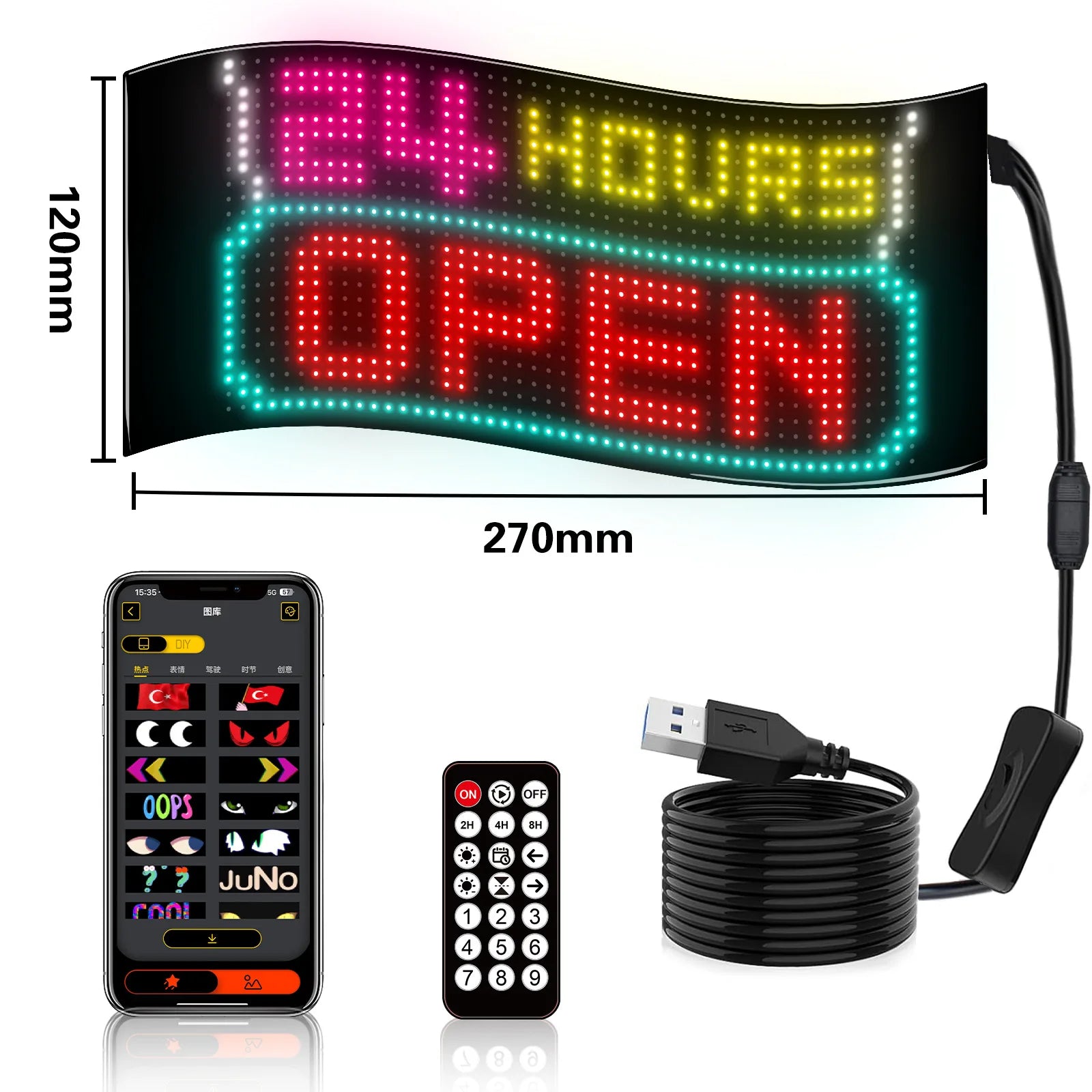 Programmable LED Matrix Panel Light Flexible Screen Display Animation Message Scrolling Car Sign APP Control For Shop Bar Party